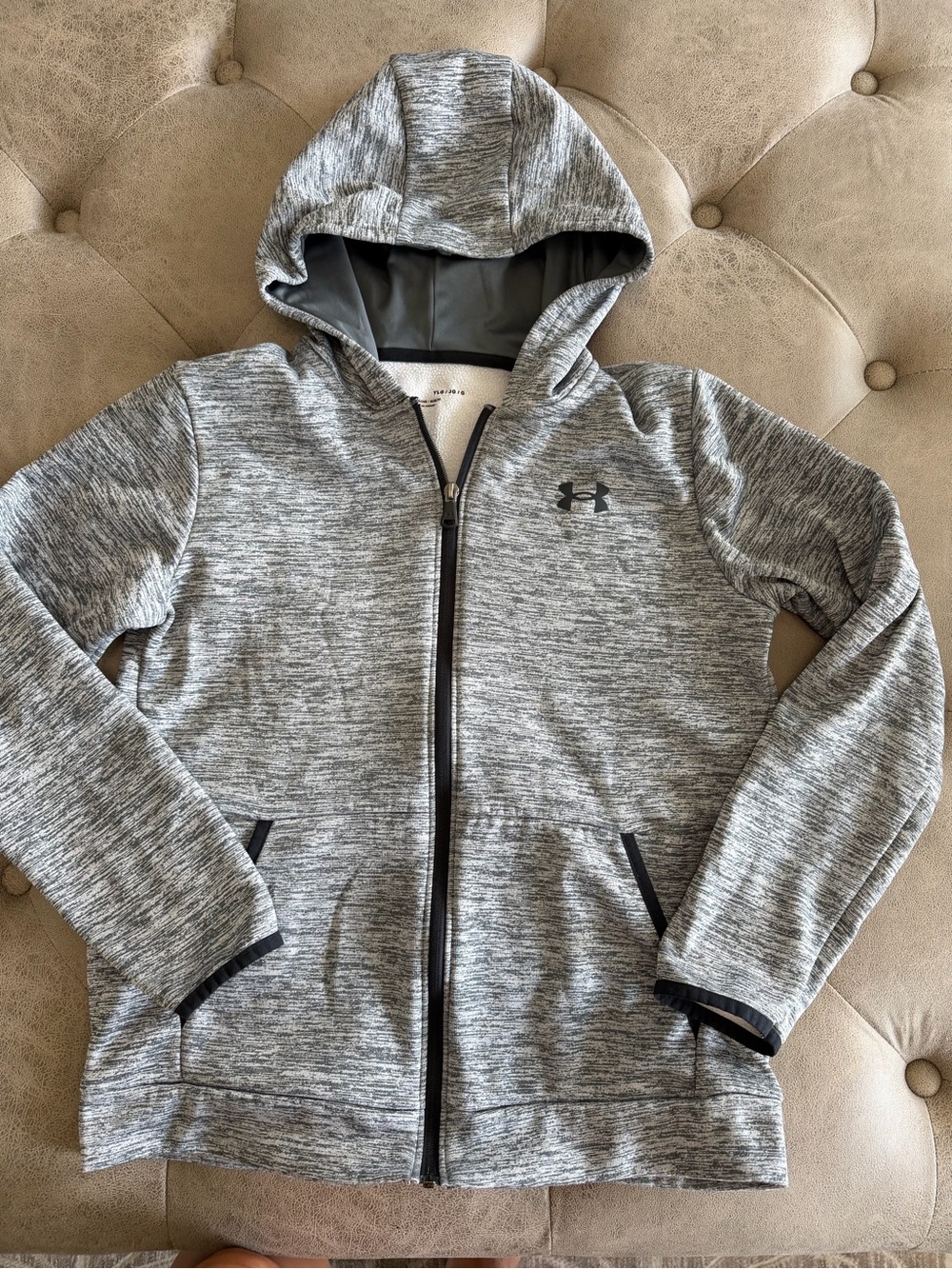 Under Armour boys Grey Heather Full-Zip Hoodie size Large